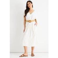 Gini London Women's White Air Flow Belted Oversized Dress | Size: Medium/Large