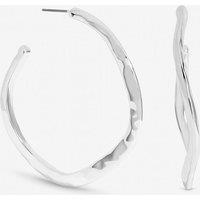 Mood Women's Silver Plated Large Molten Hoops