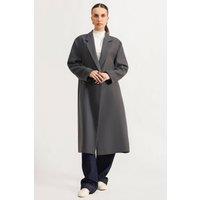 Zafosh Women's Elegant Longline Tailored Coat in Grey | Size: Medium