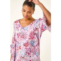Roman Women's Floral Flare Sleeve Top in Pink | Size: 20