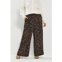 Yours Women's Abstract Wide Leg Trousers in Brown | Size: 14