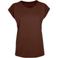 Build Your Brand Women's Extended Shoulder T-Shirt in Brown | Size: Medium