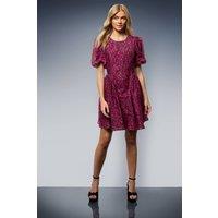 Oasis Women's Printed Diamante Trim Cap Sleeve Mini Dress in Animal | Size: 14