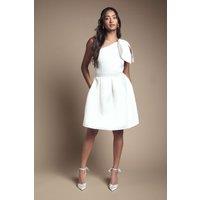Coast Women's One Shoulder Statement Bow Bridal Mini Dress in Ivory | Size: 18