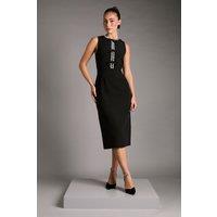 Coast Women's Sleeveless Crepe Midi Dress With Diamante Bow Detail in Black | Size: 12