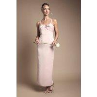 Coast Women's Sweetheart Neck Knot Front Maxi Bridesmaid Dress With Removable Straps in Blush | Size: 14