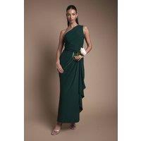 Coast Women's One Shoulder Sash Waist Maxi Bridesmaid Dress in Emerald | Size: 16