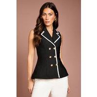 Coast Women's Bandage Piping Detail Waistcoat in Black | Size: 12