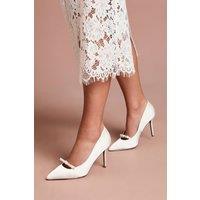 Coast Women's Bridal Charlotte Satin Bow Detail High Heel Stiletto Court Shoes in White | Size: 5