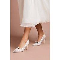 Coast Women's Bridal Alexis Lace Bow Detail Slingback High Heel Stiletto Court Shoes in Ivory | Size: 6