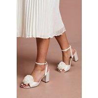 Coast Women's Bridal Paloma Corsage Detail High Block Heeled Sandals in White | Size: 3