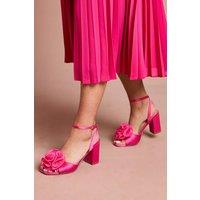 Coast Women's Paloma Corsage Detail High Block Heeled Sandals in Pink | Size: 5