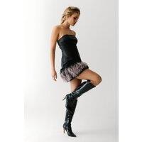 NastyGal Women's Limited Leather Ombre Shearling Mini Dress in Black | Size: 10