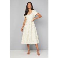 Wallis Women's Jacquard Seam Detail Midi Dress in Yellow | Size: 14