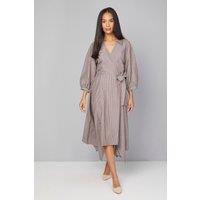 Wallis Women's Stripe Wrap Midi Dress in Chocolate | Size: 18