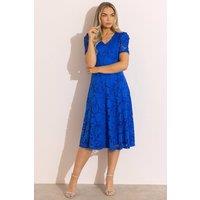 Klass. Women's Floral Lace Midi Dress in Cobalt | Size: 12