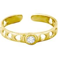 Jewelco London Women's 9ct Gold CZ Bubble Bezel Solitaire Cut Out Love Hearts Toe Ring