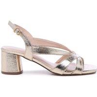 Paradox London Women's Navina Wide Fit Navina Block Heel Sandals in Metallic Gold | Size: 3E