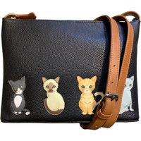 Mala leather Women's Sitting Cats Leather Crossbody Bag in Black
