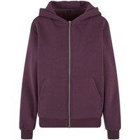Build Your Brand Women's Fluffy Full Zip Hoodie in Purple | Size: 14
