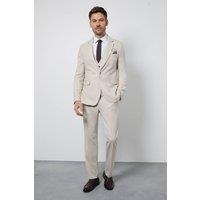 Burton Men's Neutral Textured Slim Fit Suit Trousers | Size: 30R