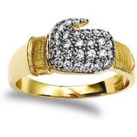 Jewelco London Men's Gold-Plated Silver Round CZ Encrusted MMA Boxing Glove Ring in Gold | Size: V