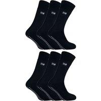 THMO Men's 6 Pairs Thermal Indoor Slipper Socks with Grips in Black | Size: 6-11