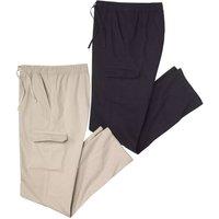 Atlas for Men Men's Casual Cargo Trousers Pack of 2 in Light Beige | Size: Large