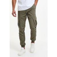 Threadbare Men's 'Prince' Cotton Cuffed Cargo Trousers in Khaki | Size: XL