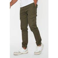 Threadbare Men's 'Garrix' Cotton Blend Cargo Pocket Jogger Style Trousers in Khaki | Size: Large