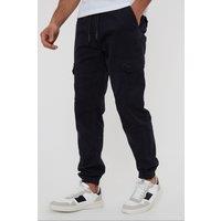 Threadbare Men's 'Belfast' Cotton Jogger Style Cargo Trousers With Stretch in Black | Size: 2XL