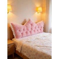 Living and Home Crown-Shaped Ruffled Bed Headboard Pillow in Pink | Size: Large
