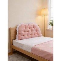 Living and Home Ruffled Tufted Princess-Style Bed Backrest Pillow in Pink | Size: 50 cm x 100 cm