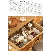 Living and Home 6PCS Clear Drawer Organiser Storage Container Box Multifunctional Organizer