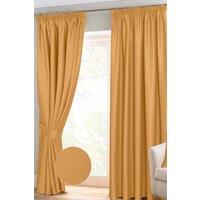 Homescapes Herringbone Blackout Curtains Pair Pencil Pleat in Mustard | Size: 117 cm width x 183 cm drop