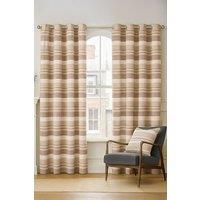 Homescapes Cotton Morocco Striped Curtain Pair in Beige | Size: 140 cm width x 137 cm drop
