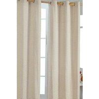 Homescapes Cotton Gingham Eyelet Curtain Pair in Beige | Size: 117 cm width x 137 cm drop