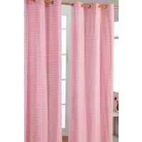 Homescapes Cotton Gingham Eyelet Curtain Pair in Pink | Size: 117 cm width x 137 cm drop
