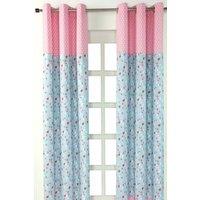 Homescapes Birds & Flowers Ready Made Eyelet Curtain Pair in Blue | Size: 140 cm width x 183 cm drop
