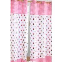 Homescapes Cupcakes Ready Made Eyelet Curtain Pair in Pink | Size: 140 cm width x 229 cm drop