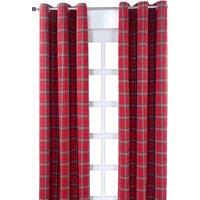 Homescapes Edward Tartan Check Ready Made Eyelet Curtain Pair in Red | Size: 140 cm width x 183 cm drop