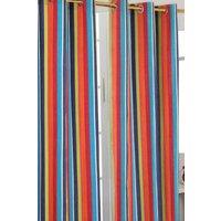 Homescapes Multi Stripes Ready Made Eyelet Curtain Pair | Size: 140 cm width x 183 cm drop