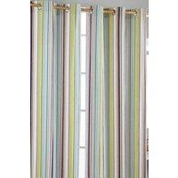 Homescapes Osaka Green Stripes Ready Made Eyelet Curtain Pair | Size: 117 cm width x 137 cm drop