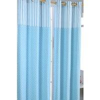 Homescapes Polka Dots Blue Ready Made Eyelet Curtain Pair | Size: 117 cm width x 137 cm drop