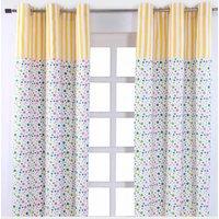 Homescapes Multi Polka Dots Ready Made Eyelet Curtain Pair in Yellow | Size: 140 cm width x 229 cm drop