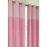 Homescapes Polka Dots Pink Ready Made Eyelet Curtain Pair | Size: 140 cm width x 229 cm drop