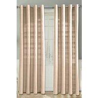 Homescapes Cotton Rajput Ribbed Curtain Pair in Natural | Size: 140 cm width x 137 cm drop