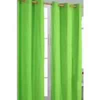 Homescapes Plain Cotton Ready Made Eyelet Curtain Pair in Green | Size: 140 cm width x 183 cm drop