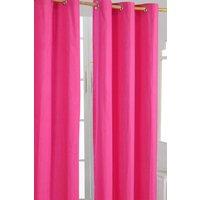 Homescapes Plain Cotton Ready Made Eyelet Curtain Pair in Bright Pink | Size: 117 cm width x 137 cm drop