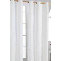 Homescapes Plain Cotton Ready Made Eyelet Curtain Pair in Off-White | Size: 117 cm width x 137 cm drop